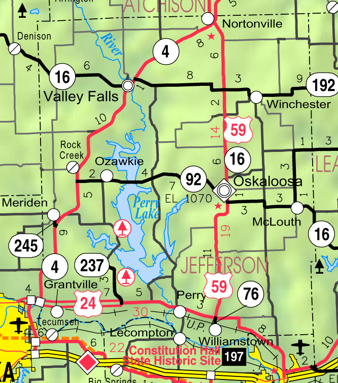 Map of Jefferson Co Ks USA LOS CRÍMENES AZULES